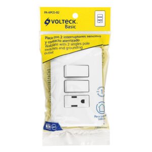 Placa armada con contacto y 2 interruptores sencillos, BASIC