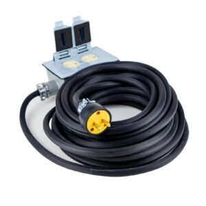 Extensión Uso Rudo De 5 Metros Calibre 12, 2 líneas  Contacto Doble Negro