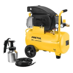 Kit Compresor lub, 20L, manguera y pistola baja,127V, PRETUL 24357
