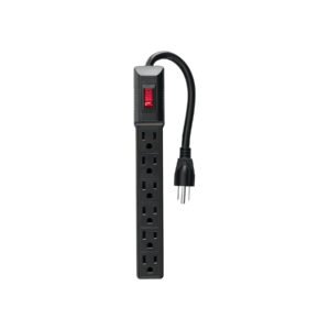 Multicontacto 16 AWG doméstico económico 6 entradas, negro, 49860