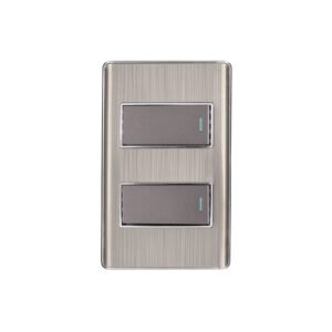 Placa armada acero inox con 2 interruptores 1 módulo, Lisboa 47834
