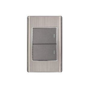 Placa armada acero 1 interruptor y 1 de 3vías 1.5mód,Lisboa 47841