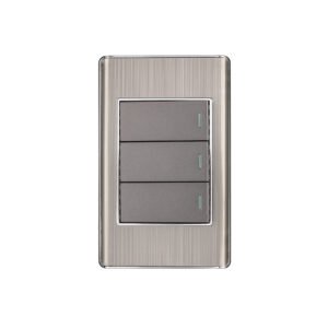 Placa armada acero inox 3 interruptores 1 módulo, Lisboa 47836