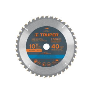 Disco sierra 10" para madera, 40 dientes centro 1", TRUPER,18307
